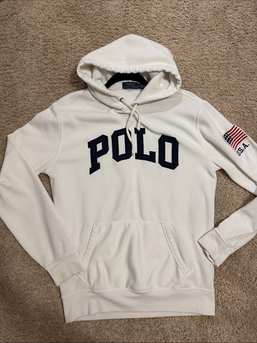 Polo by Ralph Lauren Cream Hoodie with Navy POLO Applique